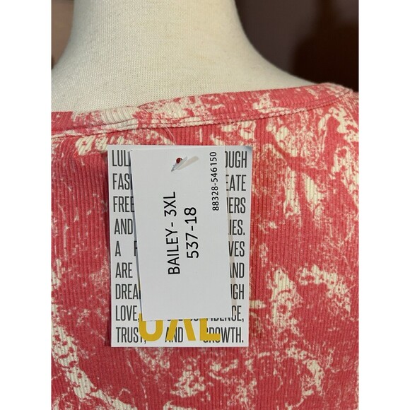 Lularoe Bailey Top Womens 3XL Print Coral New - Picture 3 of 7